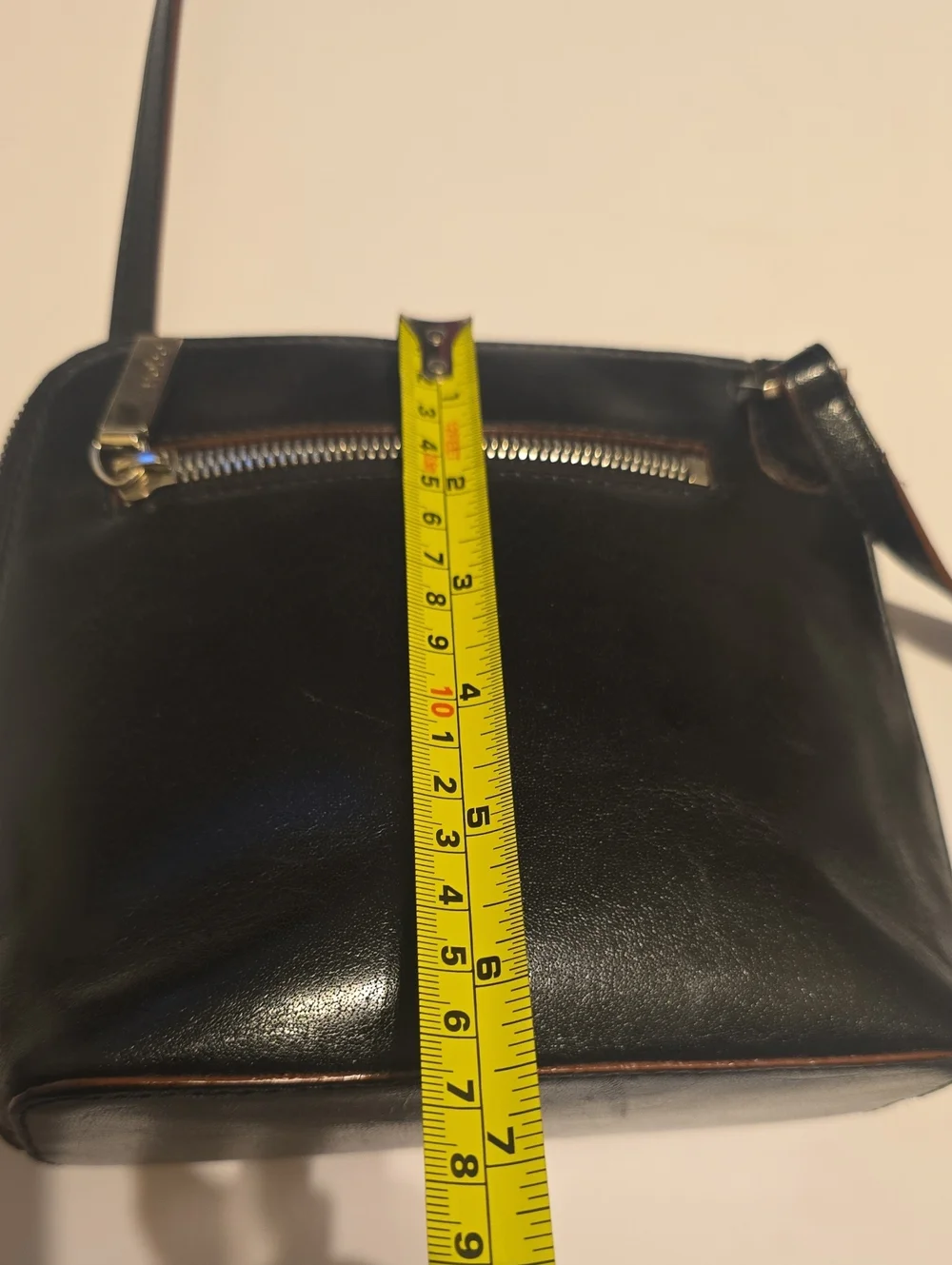 Hobo Black Leather Crossbody Bag with Red Lining